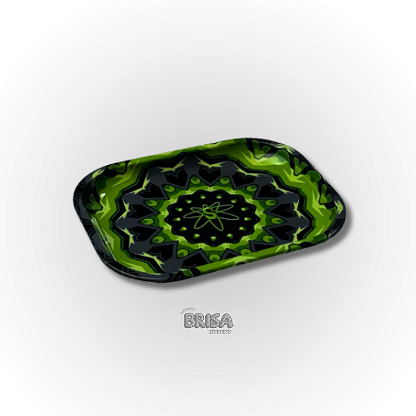 Bandeja De Metal Sadhu Mandala verde Pequena