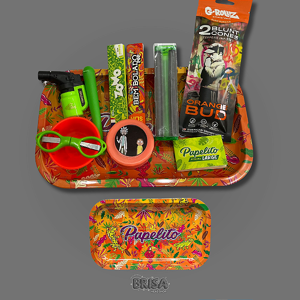 Kit Bandeja Papelito G  -  Laranja e verde