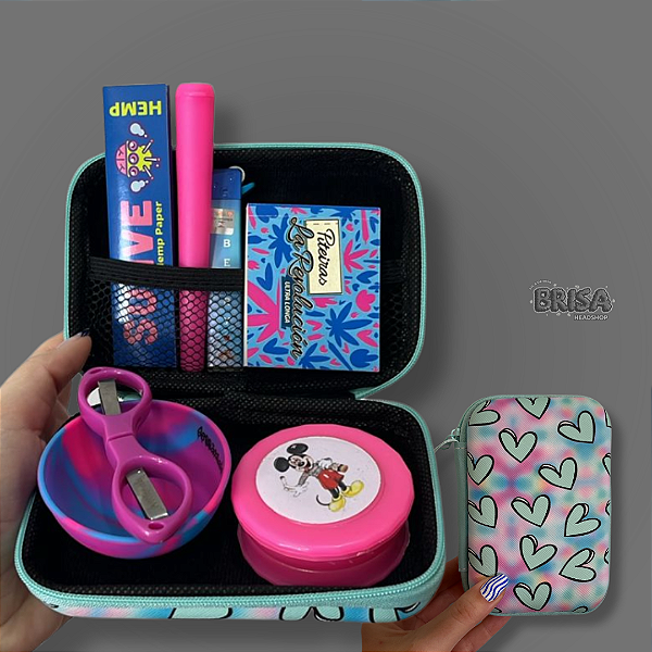 Kit Case Coração  - Rosa e Azul