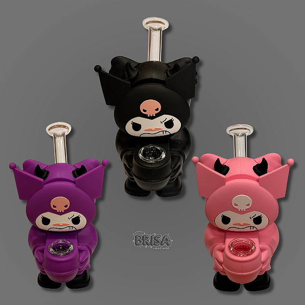 Bong de Silicone 5,5" com bowl de vidro - Kuromi