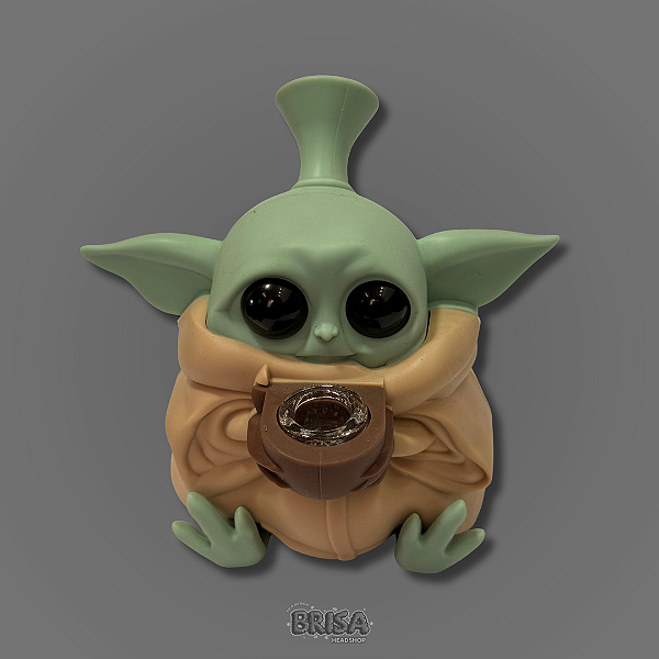 Bong de Silicone 5,5" com bowl de vidro - Baby Yoda