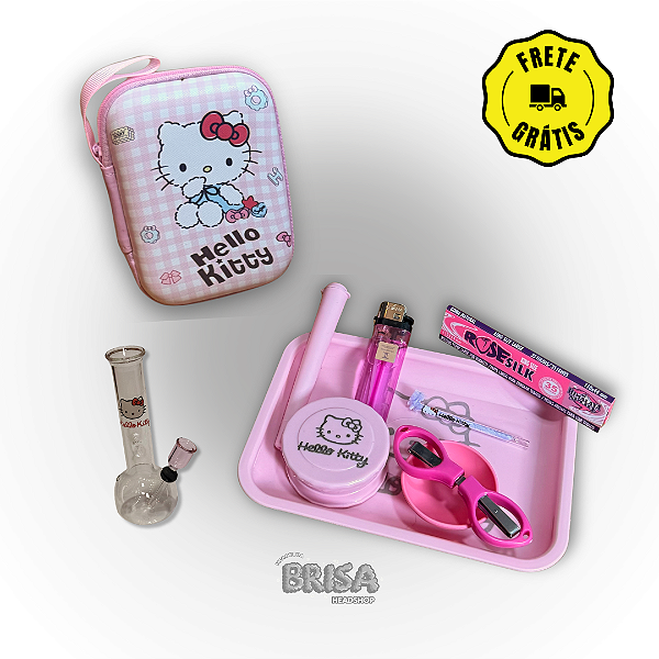 Kit Hello Kitty - Bandeja + Case + Mini Bong