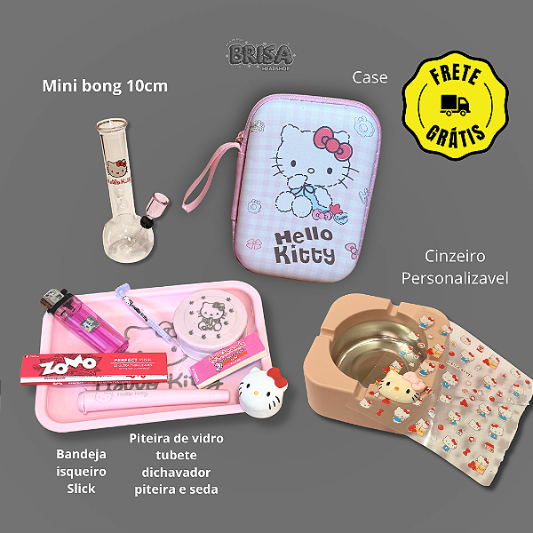 Kit Hello Kitty - Bandeja + Case + Mini Bong + Cinzeiro