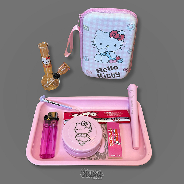 Kit completo Hello Kitty - Bandeja + Case + Bong