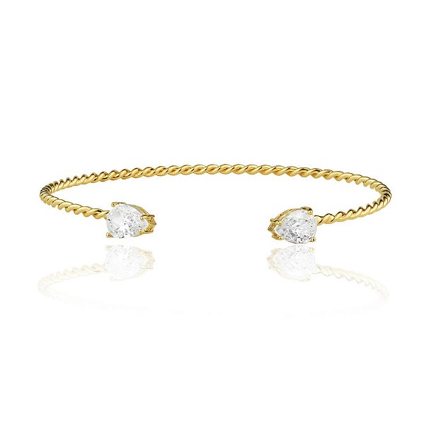 Bracelete Aro Torcido Zircônia em Gota Transparente