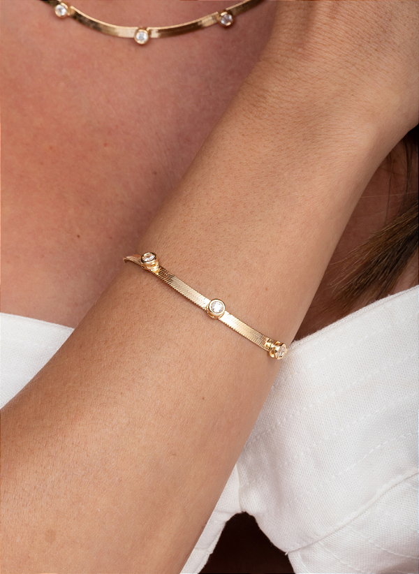 Pulseira Corrente Fita com Ponto de Luz