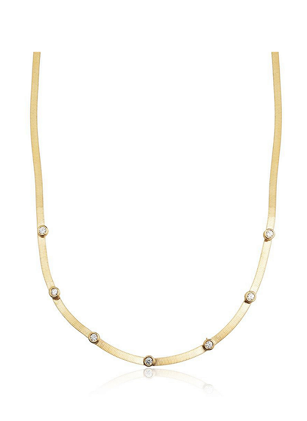 Colar Fita com Ponto de Luz em Pedras Zircônias