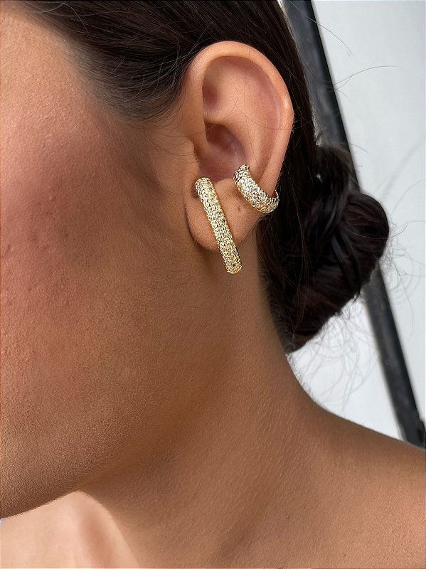 Brinco de Pressão Cravejado com Zircônia