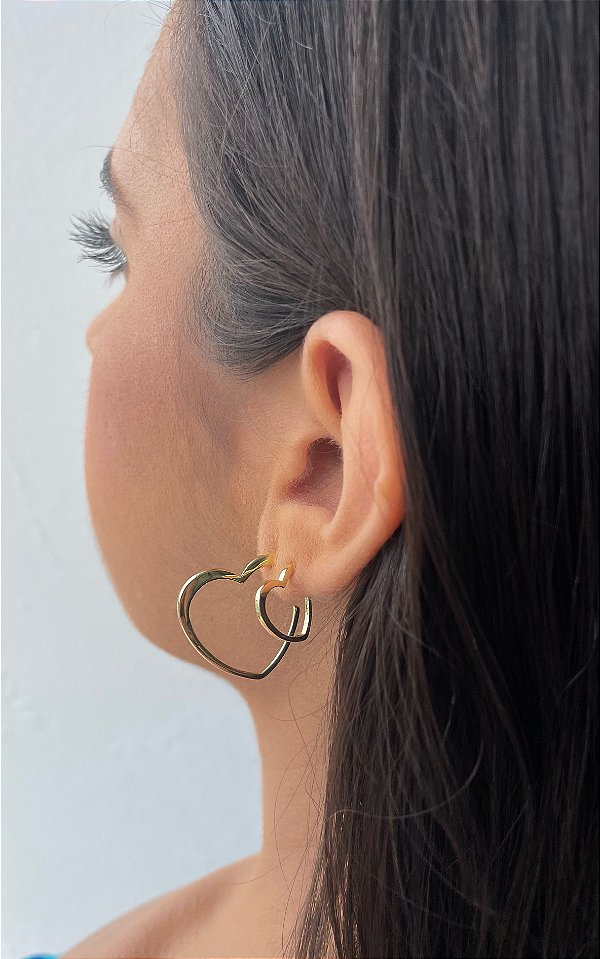 Brinco Argola Coração Média