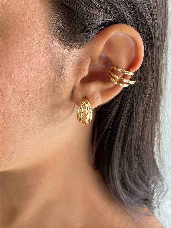 Brinco Pressão Argola Tripla