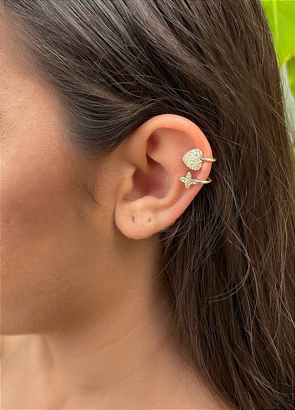 Brinco de Pressão Coração e Cruz