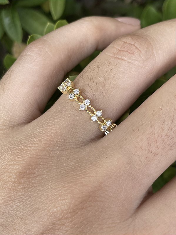 Anel Zircônia Linha Fina