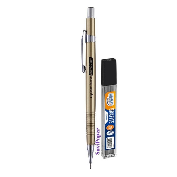Lapiseira Dourada Metalizada + Grafite 0.7mm BRW