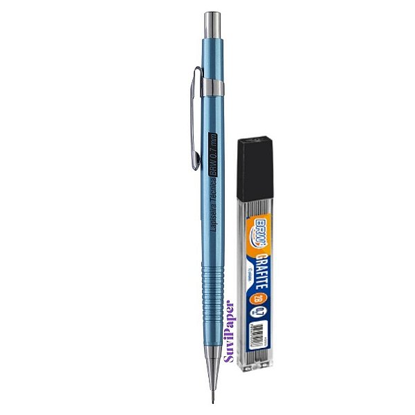 Lapiseira Azul Metalizada + Grafite 0.7mm BRW