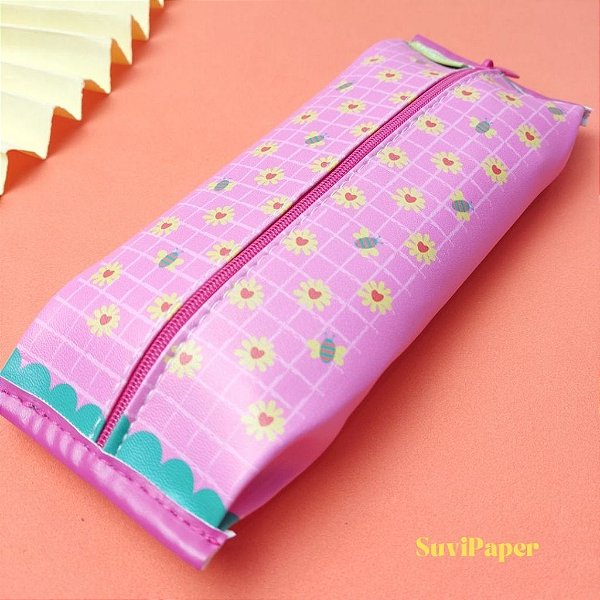 Estojo Retangular Jardim 1 Divisória Léo e Léo