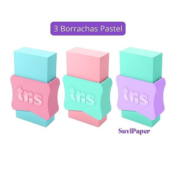 3 borracha Escolar Tons Pastel Tris