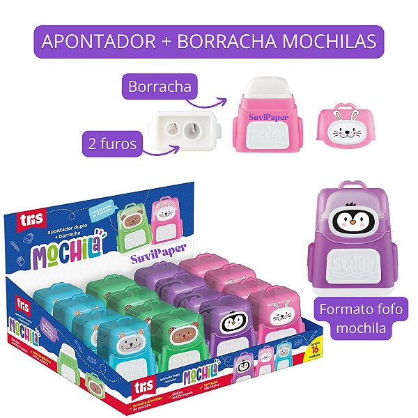 Apontador com Depósito e Borracha Mochila Tris