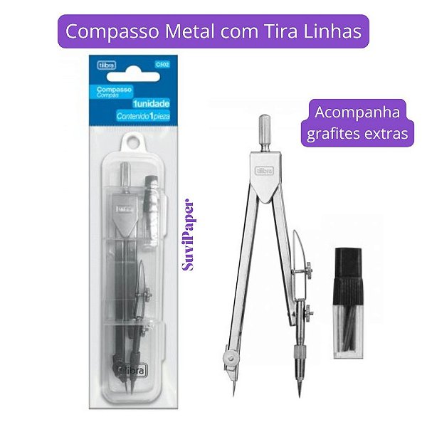 Compasso Técnico Metal com Tira Linhas Tilibra C502