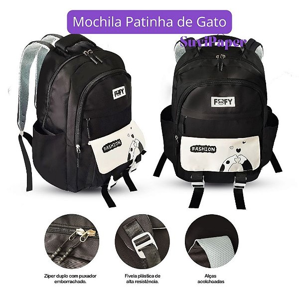 Mochila Escolar Grande Gatinhos
