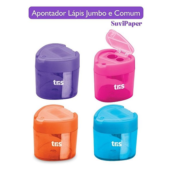 Apontador com Depósito 2 Furos para Lápis Comum e Lápis Jumbo Tris