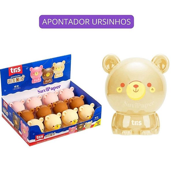 Apontador com Depósito 1 Furo Urso Ursinhos Médio Tris