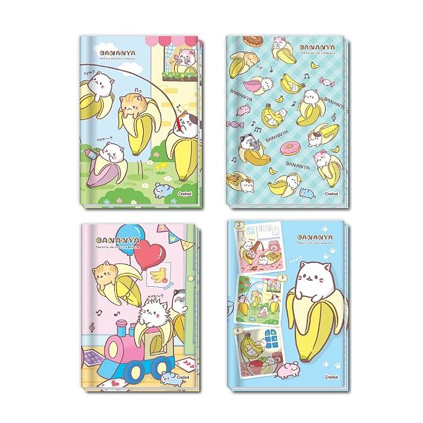 Caderno 1/4 Bananya Costurado - 1 Matéria  - 80 folhas Credeal