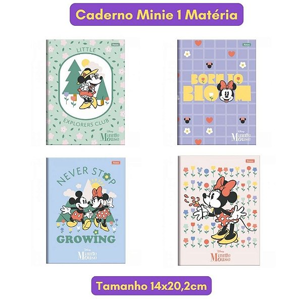 Caderno 1/4 Brochura Minnie Mouse - Foroni 80 Folhas