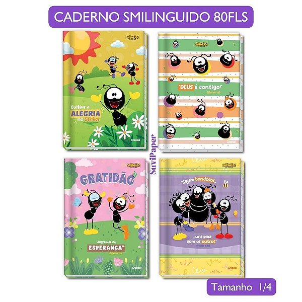 Caderno Brochura 1/4 Smilinguido 80 Folhas Credeal