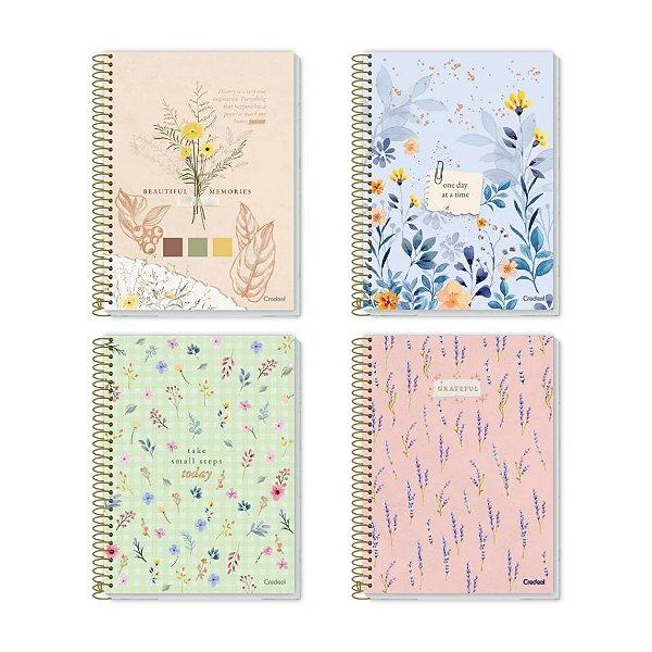 Caderno Colegial Botanical 1 Matéria 80 folhas Credeal