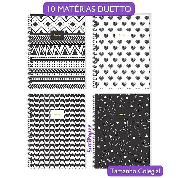 Caderno Colegial 10 Matérias Duetto 160 Folhas