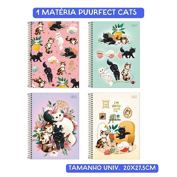 Caderno Univ1 Matéria Purrfect Cats 80 Folhas Tilibra