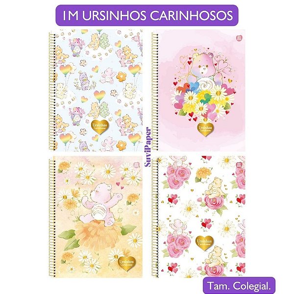 Caderno Colegial Ursinhos Carinhosos 1 Matérias 80 Folhas Animativa