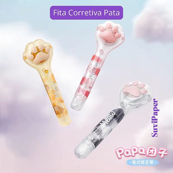 Fita Corretiva 5mmx6m Estampa Patinha Fofa Importado Und - Corretivo em Fita Pata de Gato