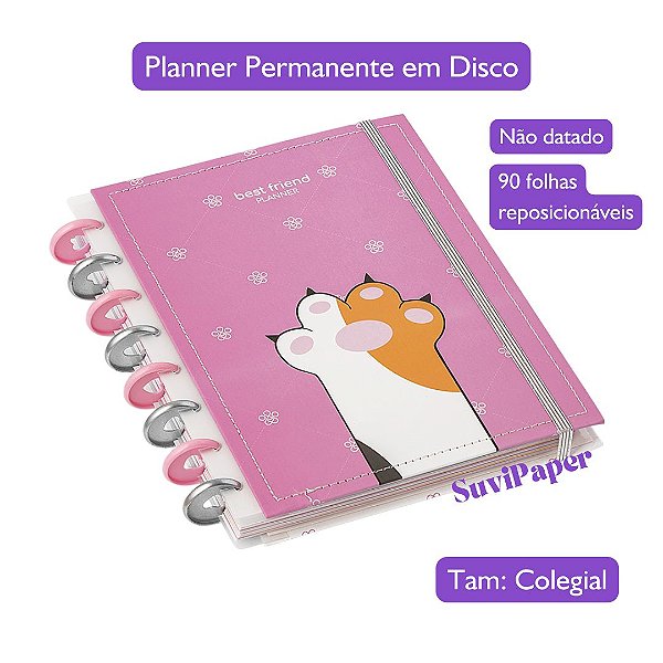 Planner Permanente Anual Disco Tamanho Colegial Best Friend BRW - Tamanho 24x19cm 91 Fls