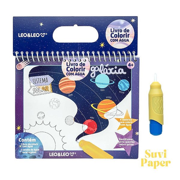 Livro de Colorir com Água Acquabook Coleção Galáxia Léo e Léo