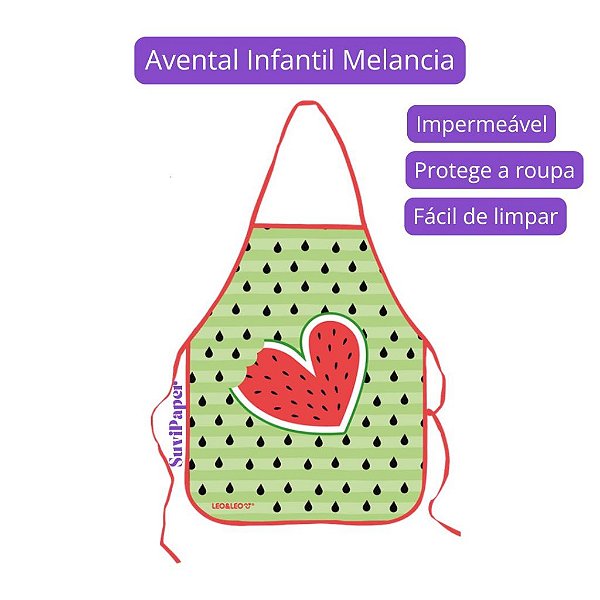 Avental Infantil Impermeável Melancia Léo e Léo