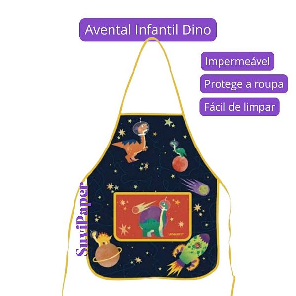Avental Infantil Impermeável Dino Léo e Léo