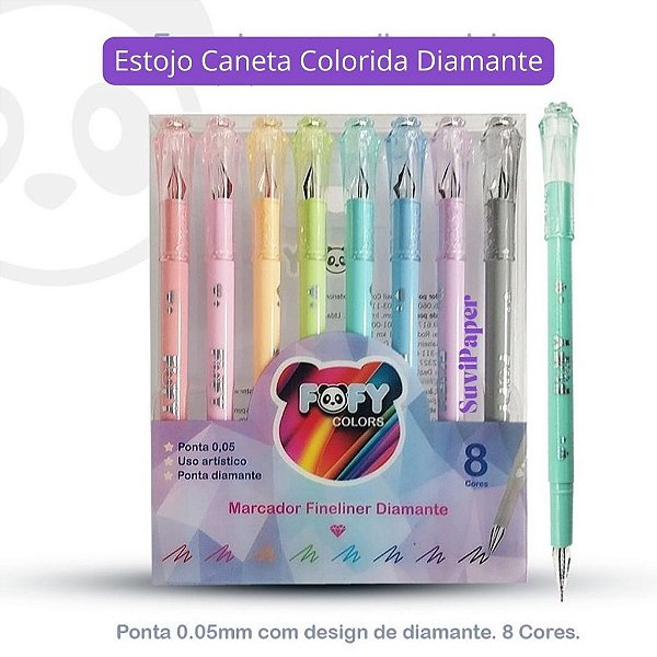 Caneta Diamante 8 cores Ponta 0.5mm