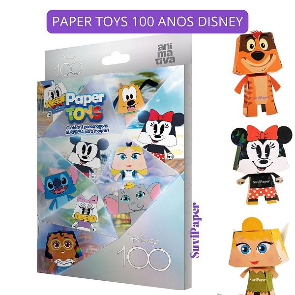 Paper Toy 100 Anos Disney Animativa - 3 Personagens Surpresa