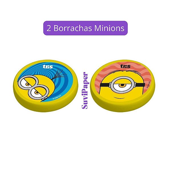 2 Borracha Escolar Minions Tris - 2 Unidades