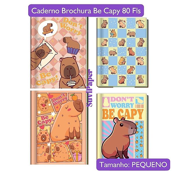 Caderno Brochura PEQUENO Capivara Be Capy Credeal 80 Folhas