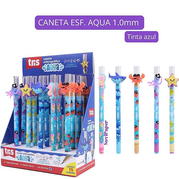 Caneta Esf. 1.0mm Aqua Fundo do Mar Tris