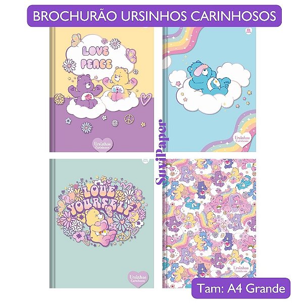 Caderno Brochurão Universitário Ursinhos Carinhosos 80 Folhas com Adesivos Animativa