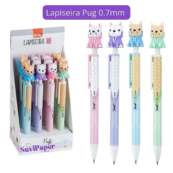 Lapiseira Escolar 0.7mm Divertida Pug Cachorro Und BRW