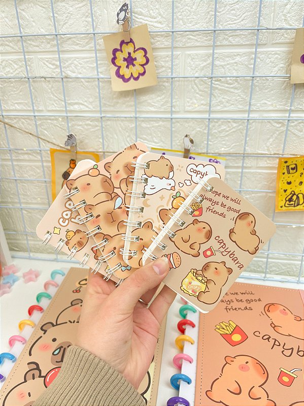 Mini Caderno Capivara A7 Espiral | 80 Folhas Pautadas | Companheiro de Bolsa fofinho