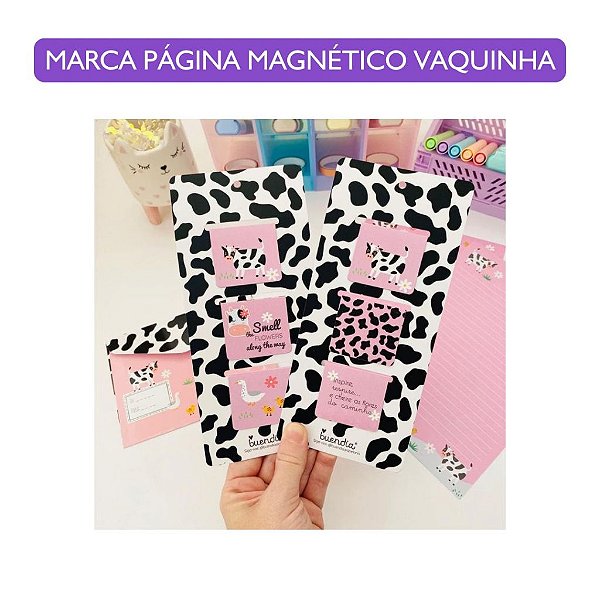 Marca Página Magnético Tema Vaquinha Fazenda com Imã para Livros, Cadernos e Agendas Cartela com 3 Unidades