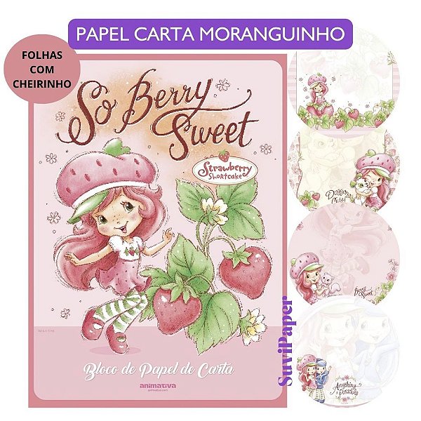 Bloco de Papel de Carta Moranguinho Animativa - 48 folhas perfumadas - Papelaria e Presente