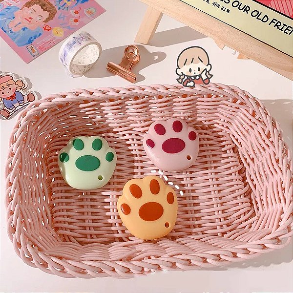 Mini Estilete para Papel em Formato Patinha de Gato Retrátil Redondo 1 Unidade