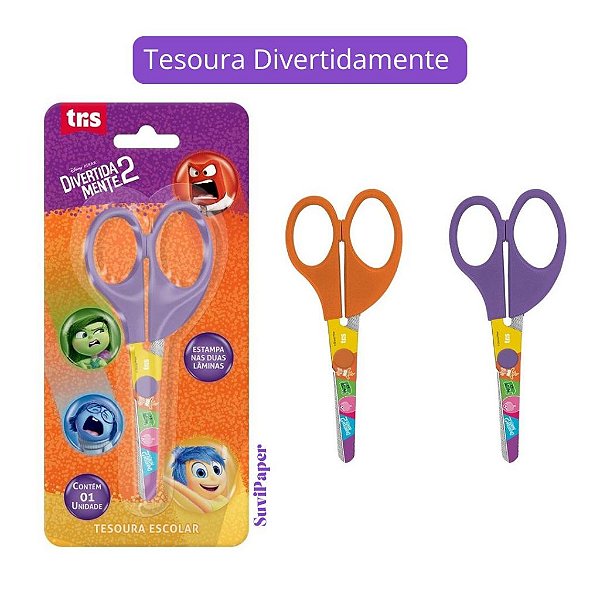 Tesoura Escolar Estampada Divertidamente 2 Tris