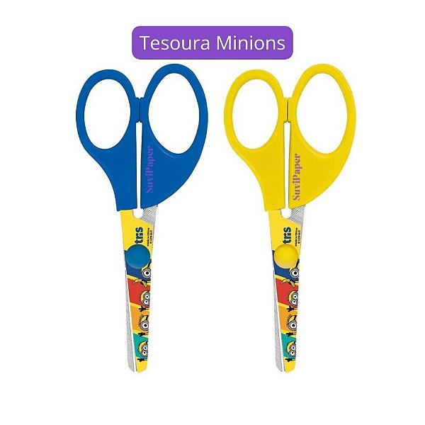 Tesoura Escolar 13cm Minions 1 Unidade - Tris Lâmina Decorada